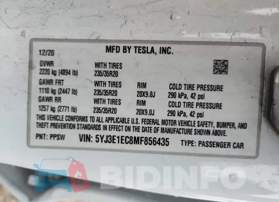 5YJ3E1EC8MF856435 Photo# 12