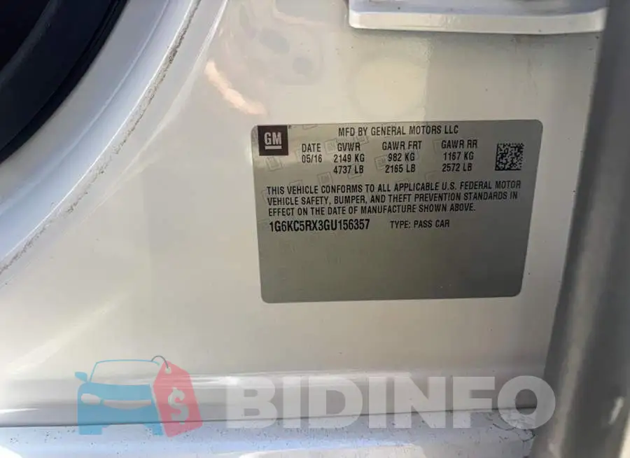 1G6KC5RX3GU156357 Photo# 10