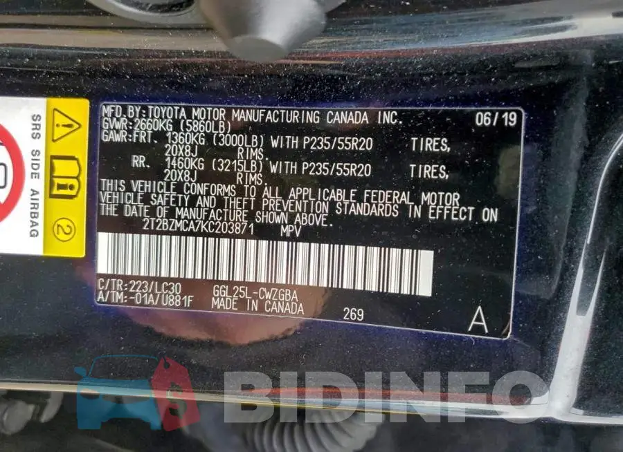 2T2BZMCA7KC203871 Photo# 13