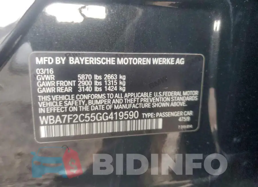 WBA7F2C55GG419590 Photo# 13