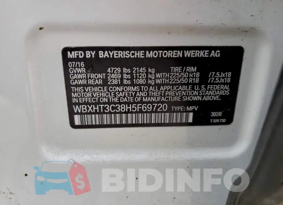 WBXHT3C38H5F69720 Photo# 13