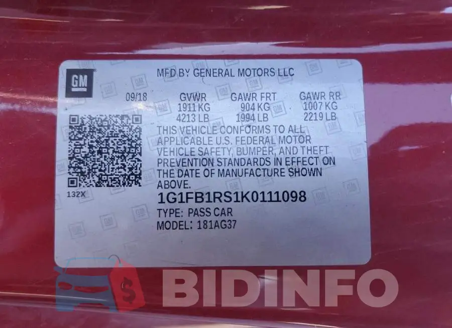 1G1FB1RS1K0111098 Photo# 13