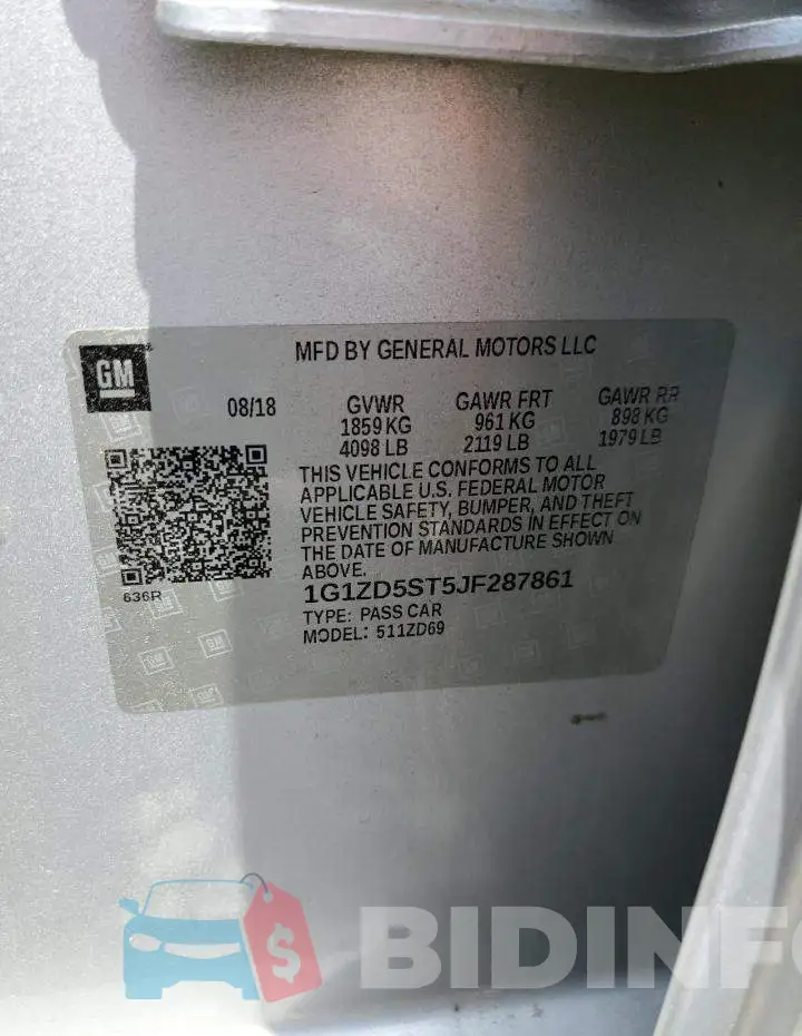 1G1ZD5ST5JF287861 Photo# 12