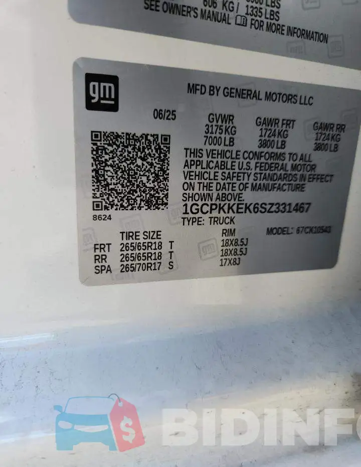 1GCPKKEK6SZ331467 Photo# 12