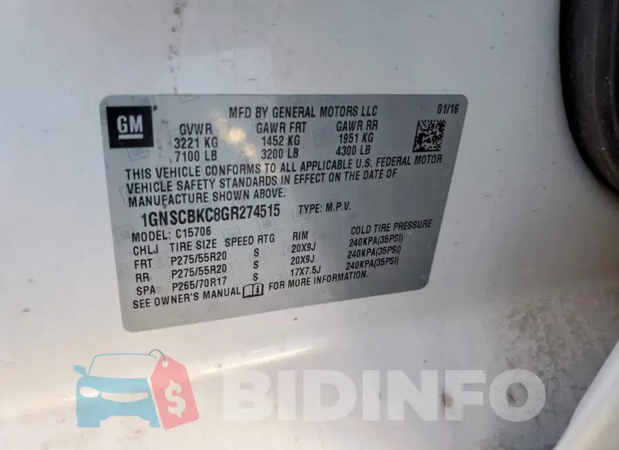 1GNSCBKC8GR274515 Photo# 14