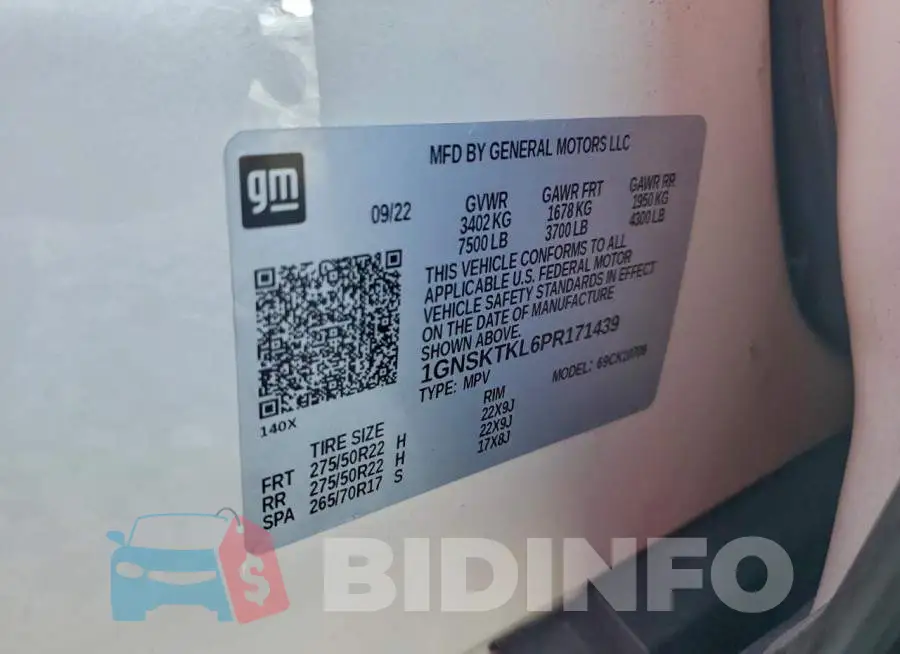 1GNSKTKL6PR171439 Photo# 13