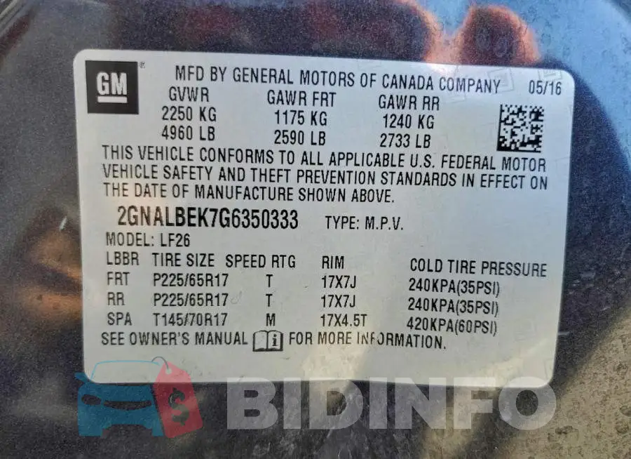 2GNALBEK7G6350333 Photo# 13