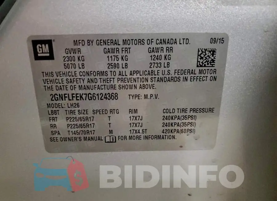 2GNFLFEK7G6124368 Photo# 13