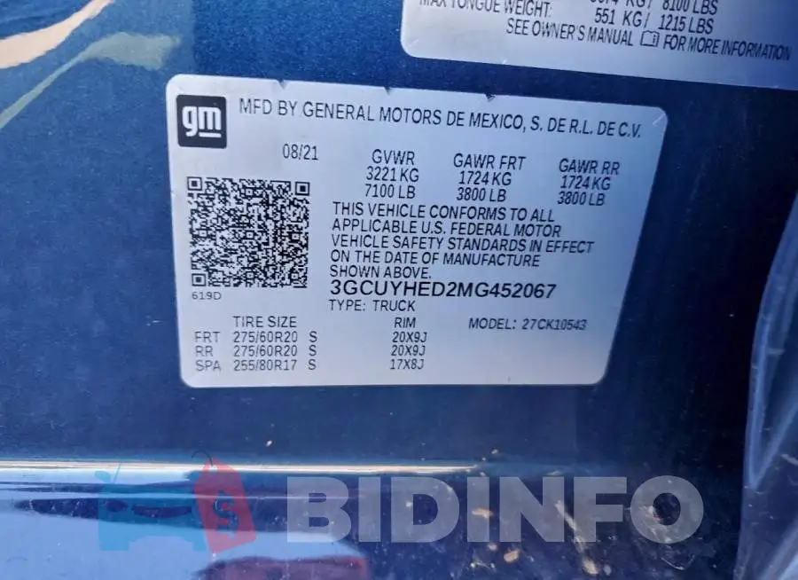 3GCUYHED2MG452067 Photo# 12