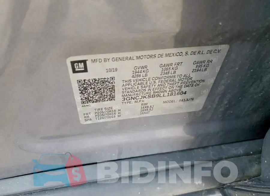 3GNCJKSB9LL181604 Photo# 13
