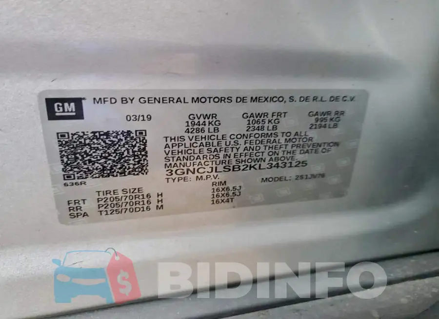 3GNCJLSB2KL343125 Photo# 13