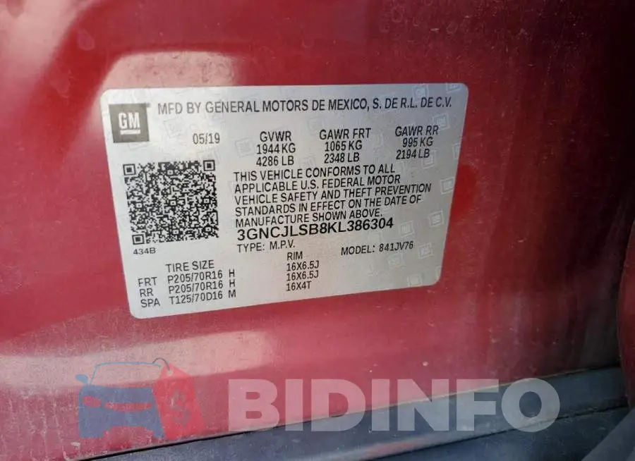 3GNCJLSB8KL386304 Photo# 13