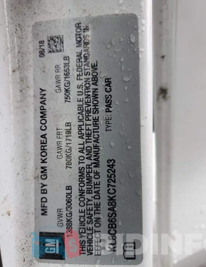 KL8CB6SA8KC725243 Photo# 12