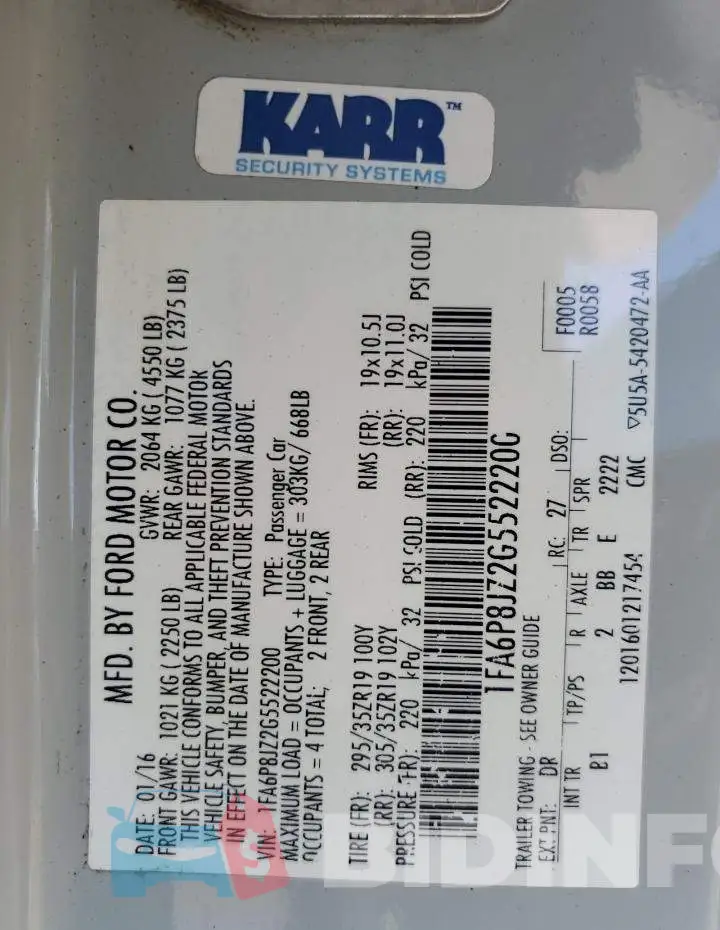 1FA6P8JZ2G5522200 Photo# 12