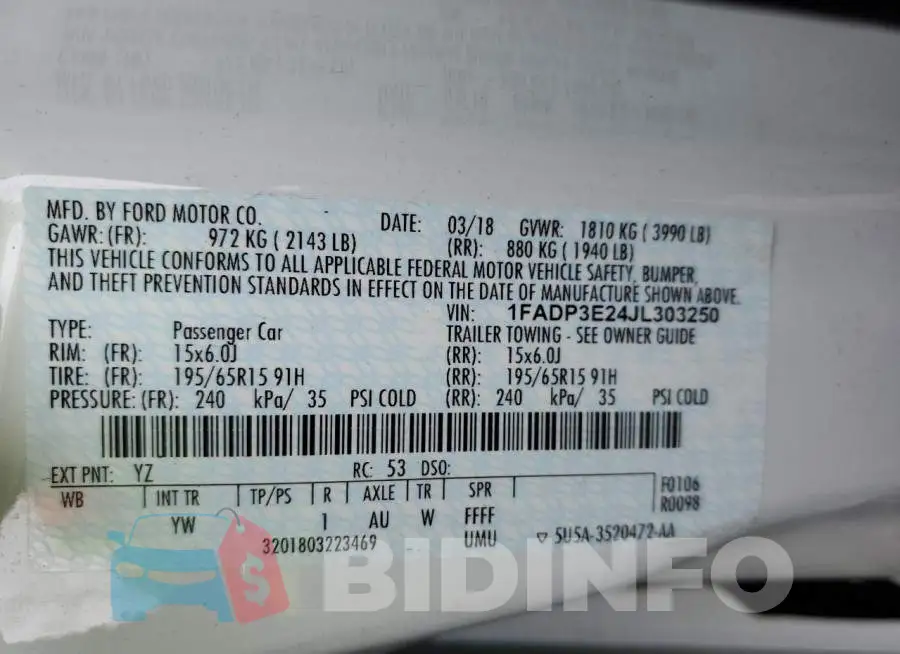 1FADP3E24JL303250 Photo# 13