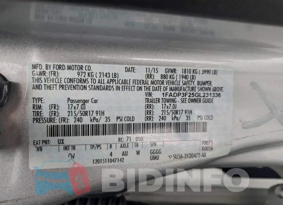 1FADP3F25GL231336 Photo# 12