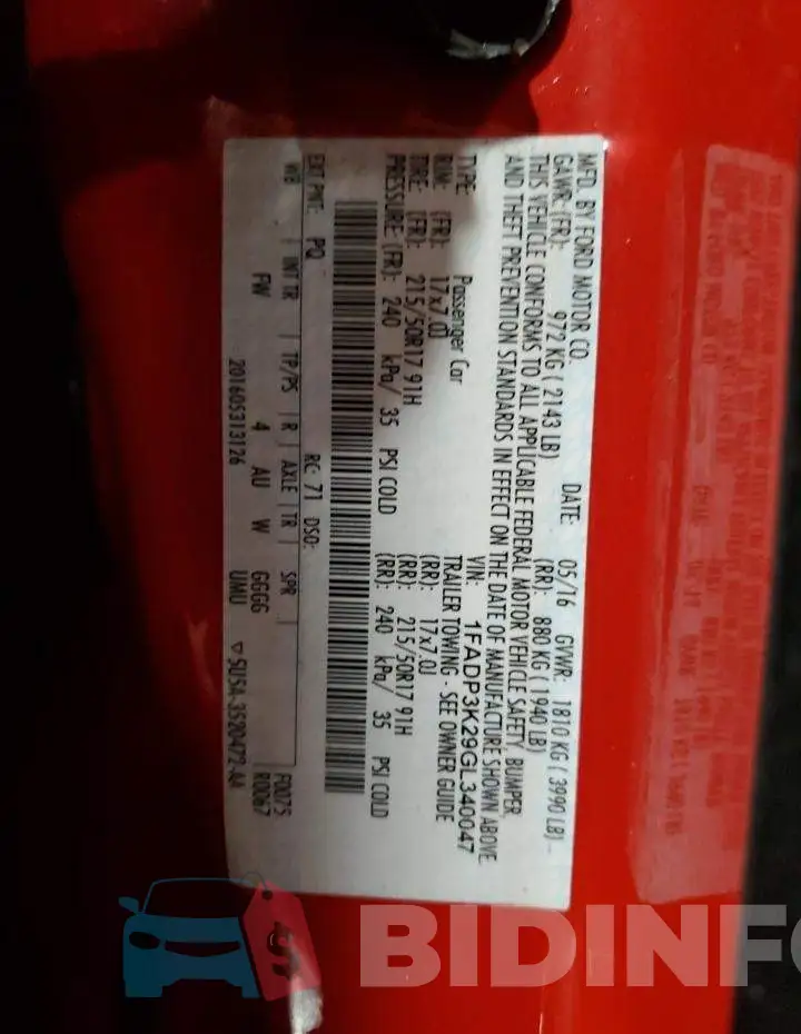 1FADP3K29GL340047 Photo# 12