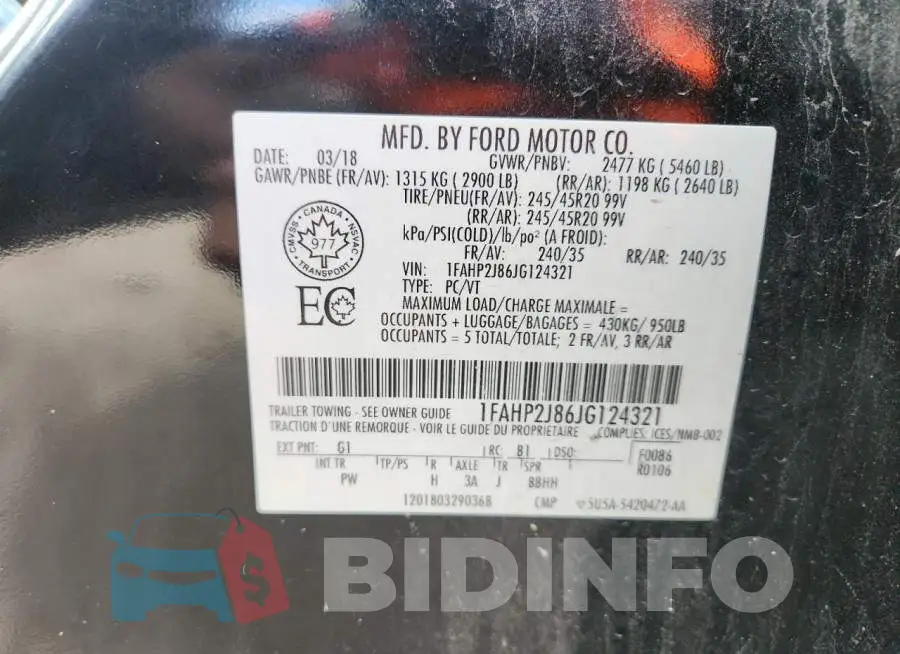 1FAHP2J86JG124321 Photo# 12
