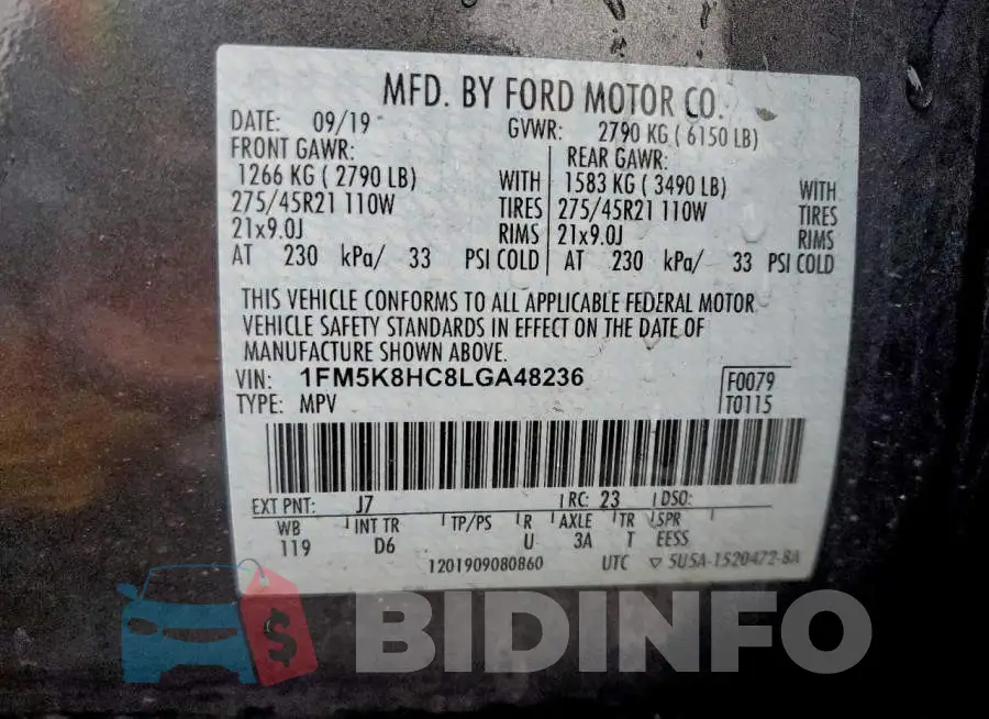 1FM5K8HC8LGA48236 Photo# 14