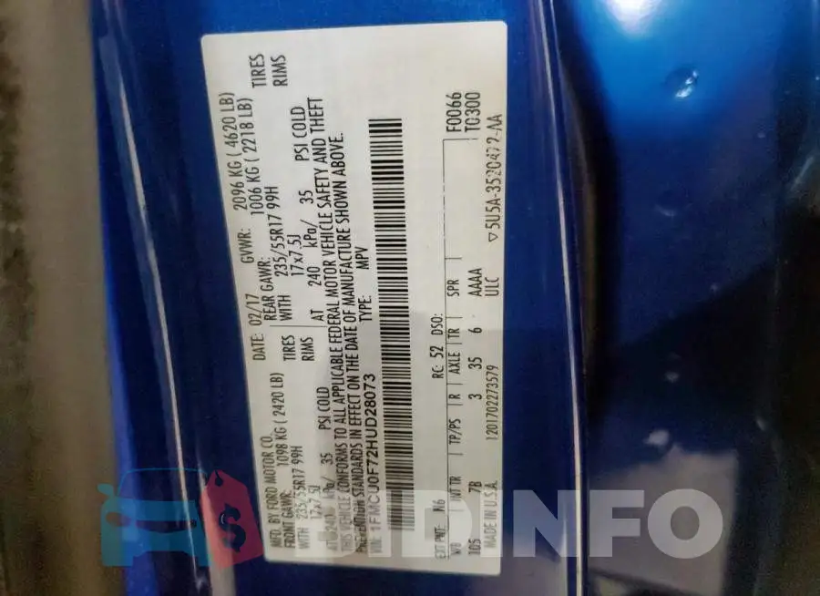 1FMCU0F72HUD28073 Photo# 12