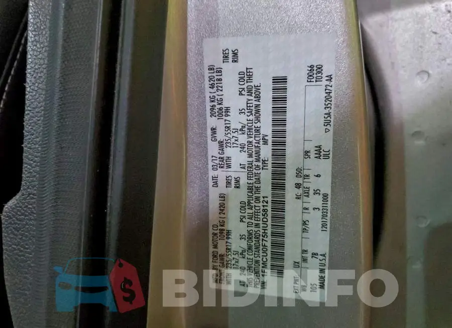 1FMCU0F75HUD58121 Photo# 14