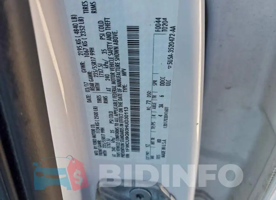 1FMCU9G93HUD30113 Photo# 13