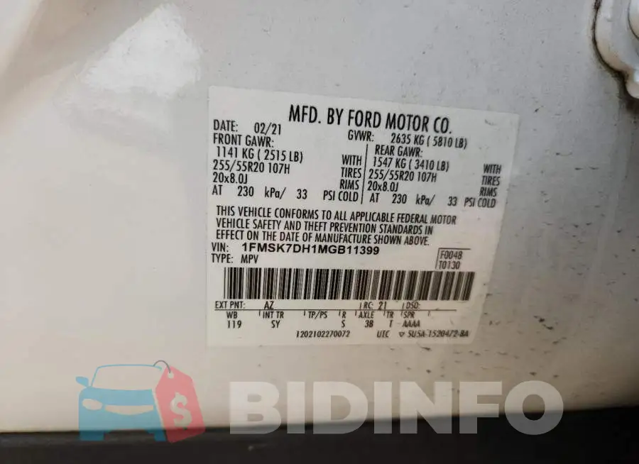 1FMSK7DH1MGB11399 Photo# 13