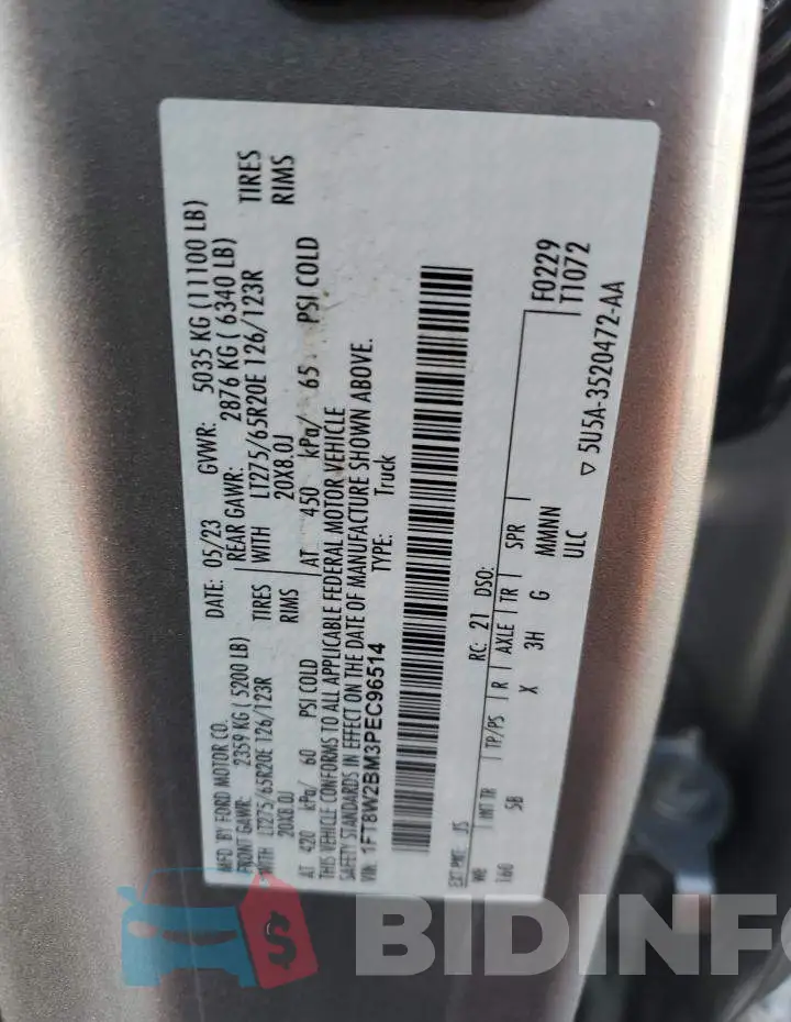 1FT8W2BM3PEC96514 Photo# 12