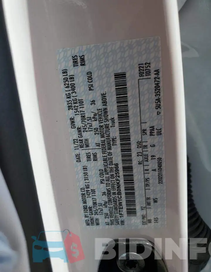 1FTEW1CB0NKF25966 Photo# 12