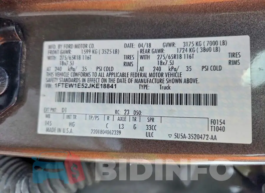 1FTEW1E52JKE18841 Photo# 12