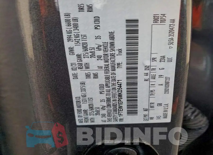 1FTEW1EP6MKD54471 Photo# 13