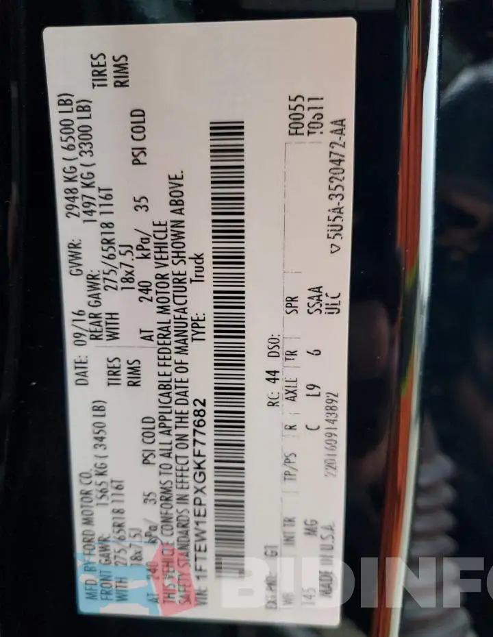 1FTEW1EPXGKF77682 Photo# 12