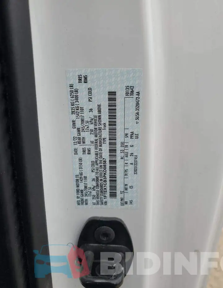 1FTEX1CB3PKD08587 Photo# 12