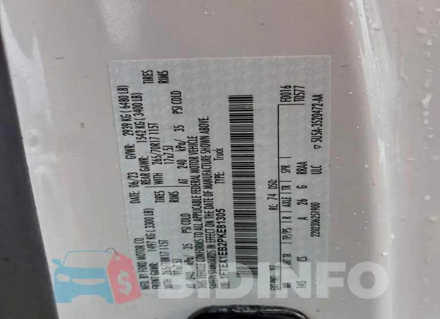 1FTEX1EB2PKE81305 Photo# 12