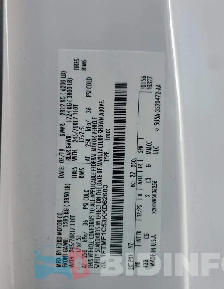 1FTMF1C53KKD62683 Photo# 13