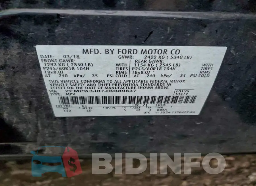 2FMPK3J87JBB89837 Photo# 13