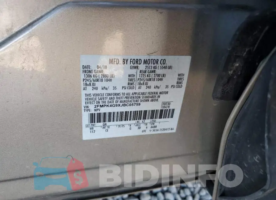 2FMPK4G9XJBC05759 Photo# 13