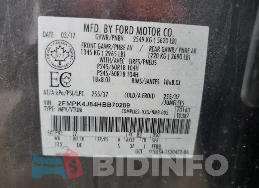 2FMPK4J84HBB70209 Photo# 12
