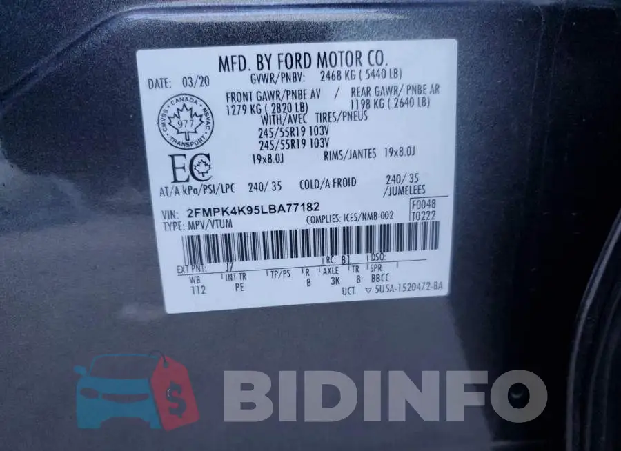 2FMPK4K95LBA77182 Photo# 13