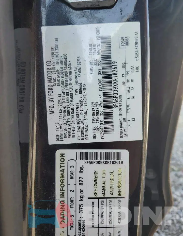 3FA6P0D9XKR182619 Photo# 12