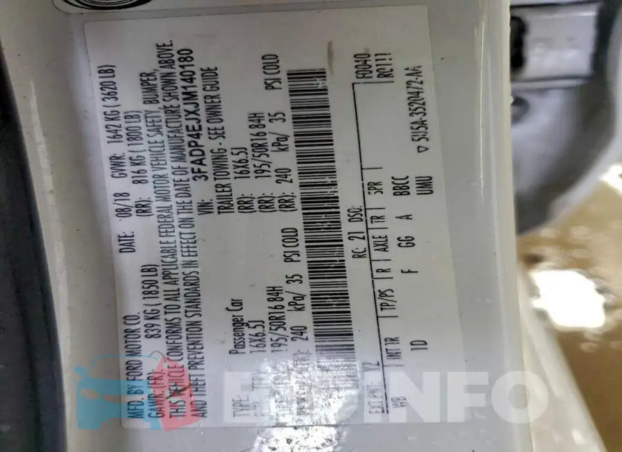 3FADP4EJXJM140180 Photo# 12