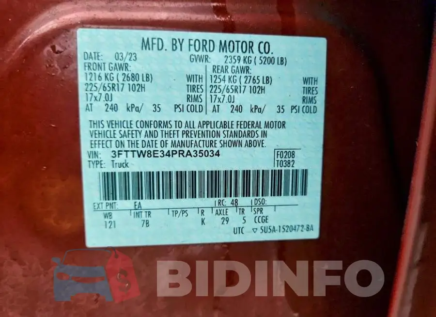 3FTTW8E34PRA35034 Photo# 12