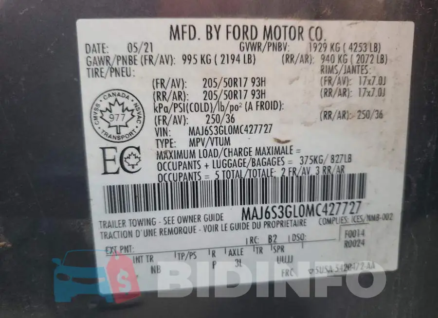 MAJ6S3GL0MC427727 Photo# 13