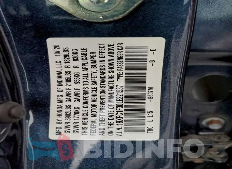 19XFC1F30LE221537 Photo# 13