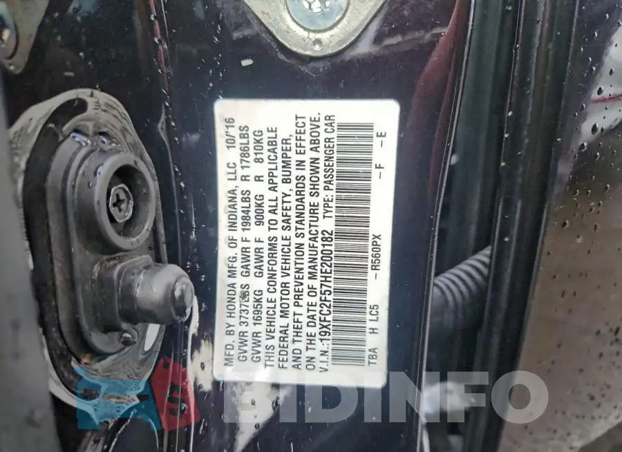 19XFC2F57HE200182 Photo# 12