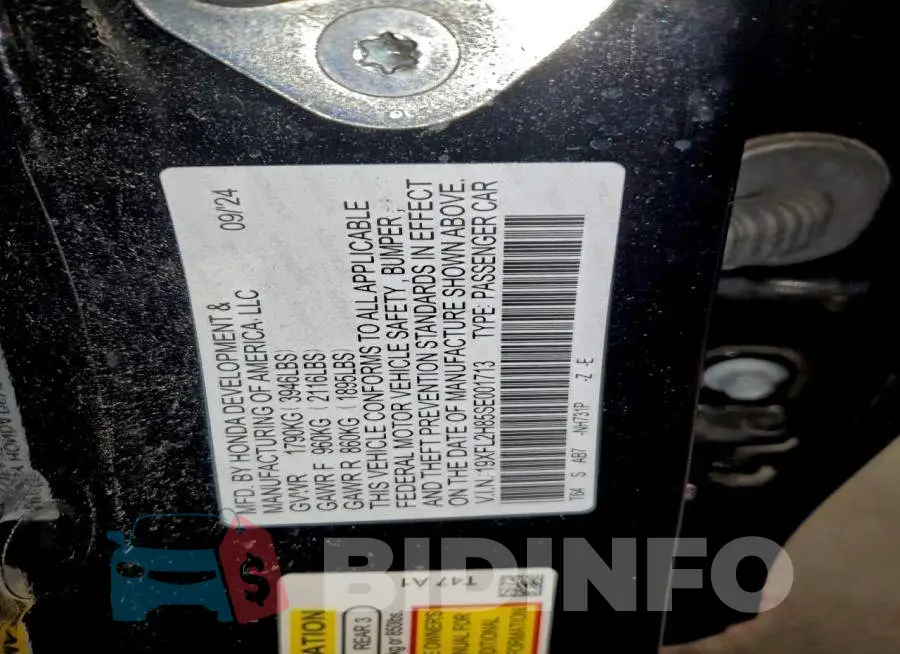 19XFL2H85SE001713 Photo# 13