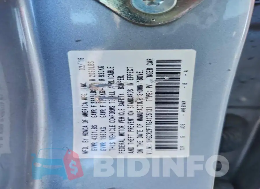 1HGCR2F77GA135131 Photo# 12