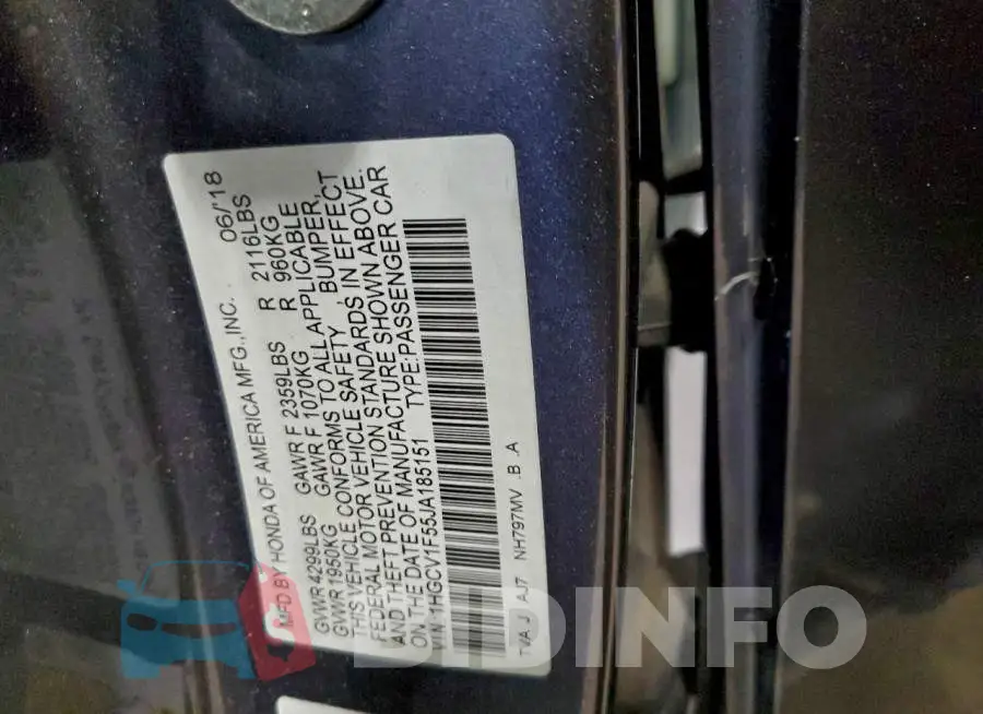 1HGCV1F55JA185151 Photo# 12