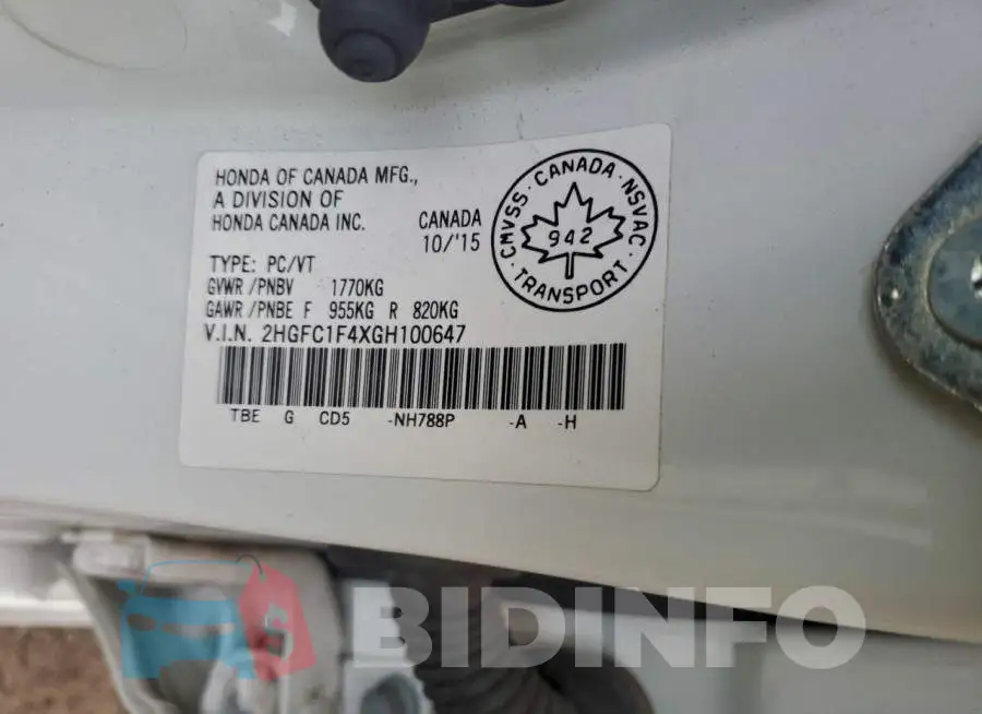 2HGFC1F4XGH100647 Photo# 13