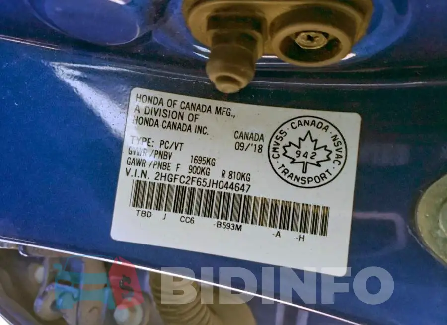 2HGFC2F65JH044647 Photo# 12